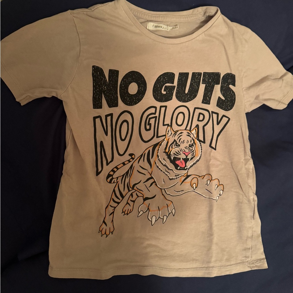 SFERA Tan Short Sleeve Tee with Bold Tiger Graphic